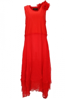 Aleksandr Manamis Red Layered Silk Cotton Dress